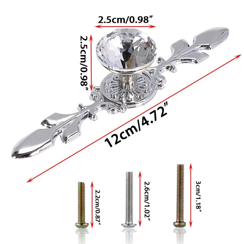 Sumnacon Drawer Dresser Knobs Pull Handles - Crystal Glass Diamond Decorative Knobs with Plate, Cabinet Cupboard Door Knobs with Screws for Kitchen Bathroom Office Decoration Pack of 5 - Image 3